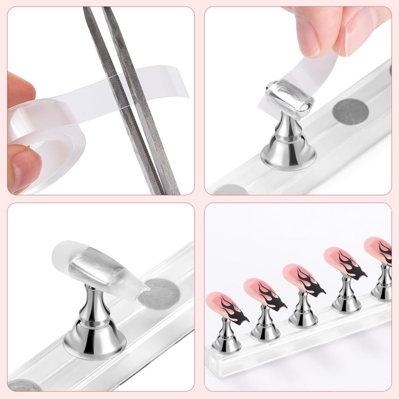 Etercycle Nail Stand Acrylic Nail Art Display Stand Practice Nail Holder for Painting Nails Magnetic Practice Stands with Double-sided Tape For DIY Salon Supplies (Silver) - Image 4